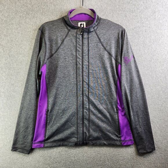 Footjoy Jacket Womens Medium Gray Heathered Purple Mock Neck Lightweight FJ - Picture 1 of 14